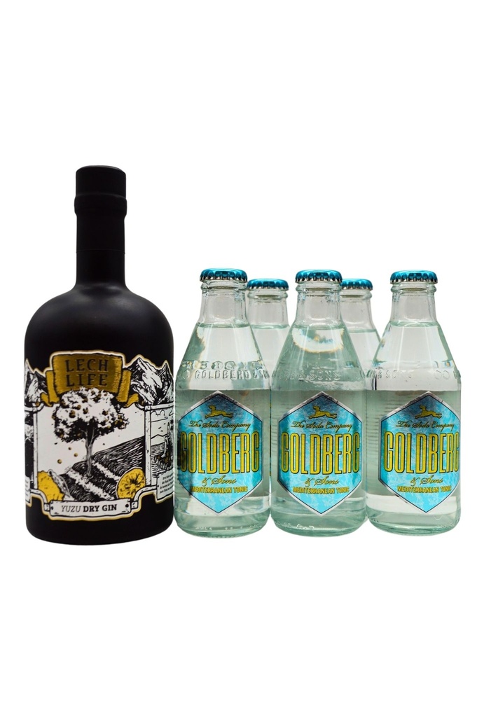 Lech Life Gin mit 6 Goldberg Mediterranean Tonic Water Bundle