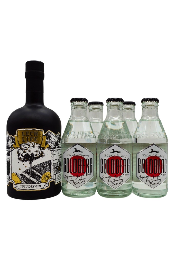 Lech Life Gin mit 6 Goldberg Japanese Yuzu Tonic Water Bundle
