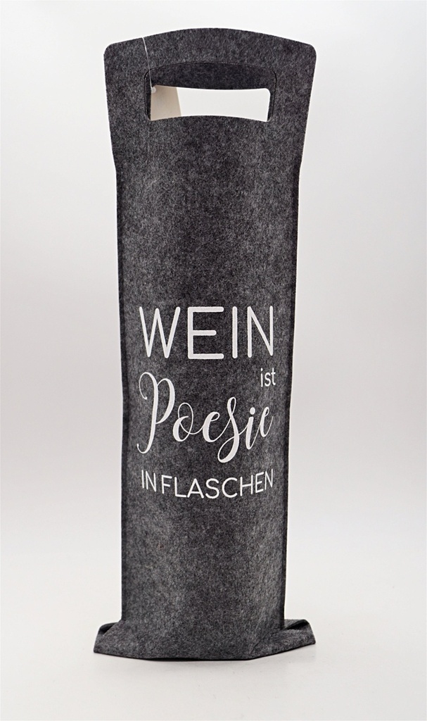 [LH16349] Filztüte grau "Wein ist Poesie in Flaschen."